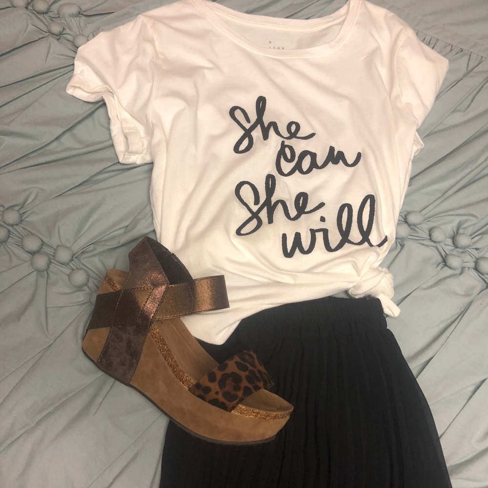 “She Can, She Will” cap sleeved t shirt